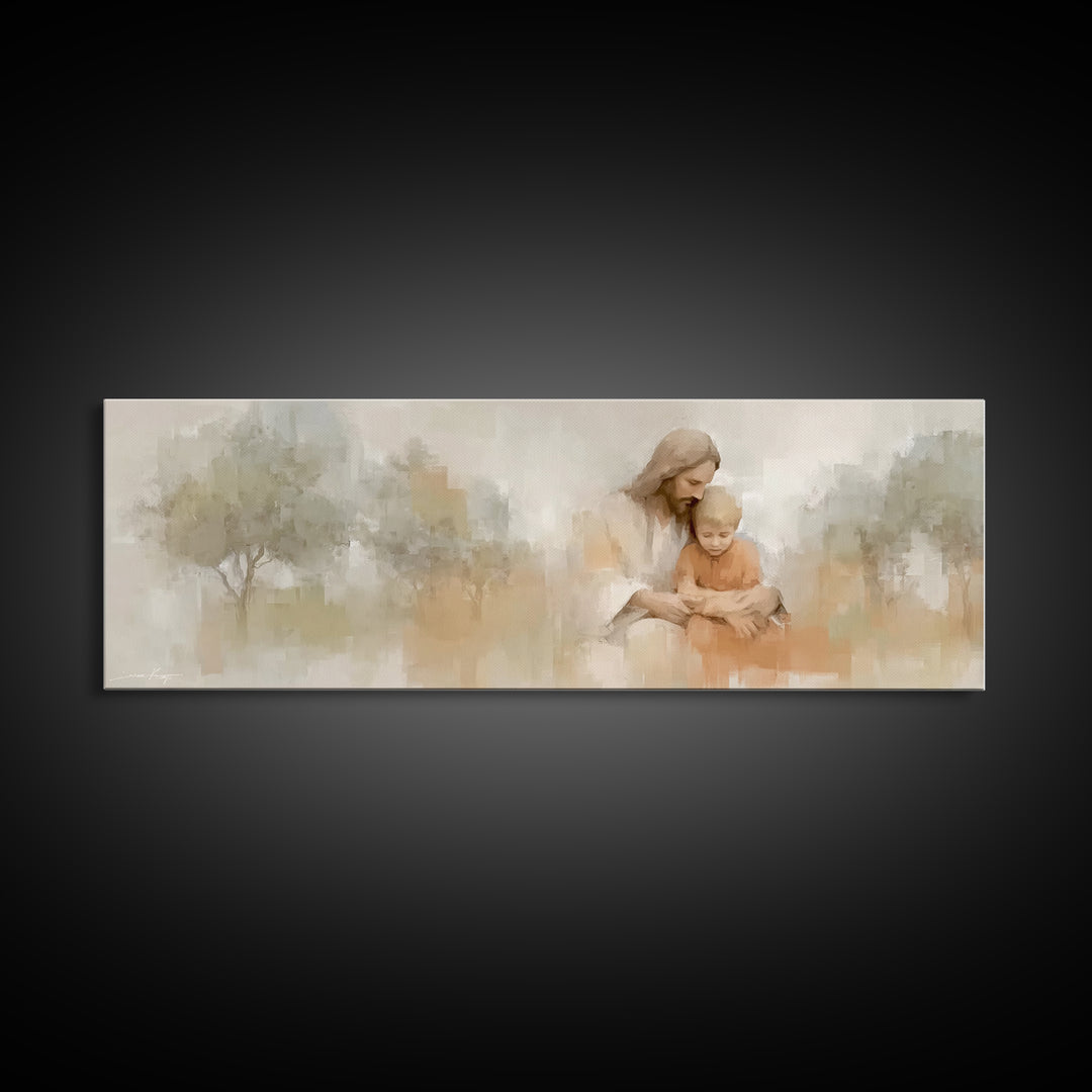 Gentle Teaching – Framed Canvas Print – Christian Wall Art – Christian Art Canvas – Panoramic Print – Jesus Painting – Christian Decor