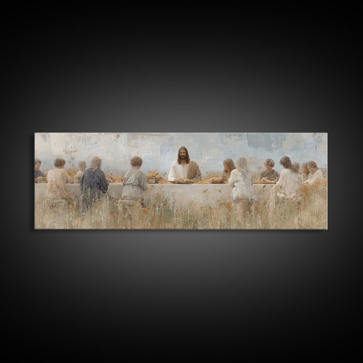 Table Of Grace | Framed Canvas Print | Christian Wall Art | Jesus Painting | Panoramic Painting | Christian Art Canvas | Christian Decor