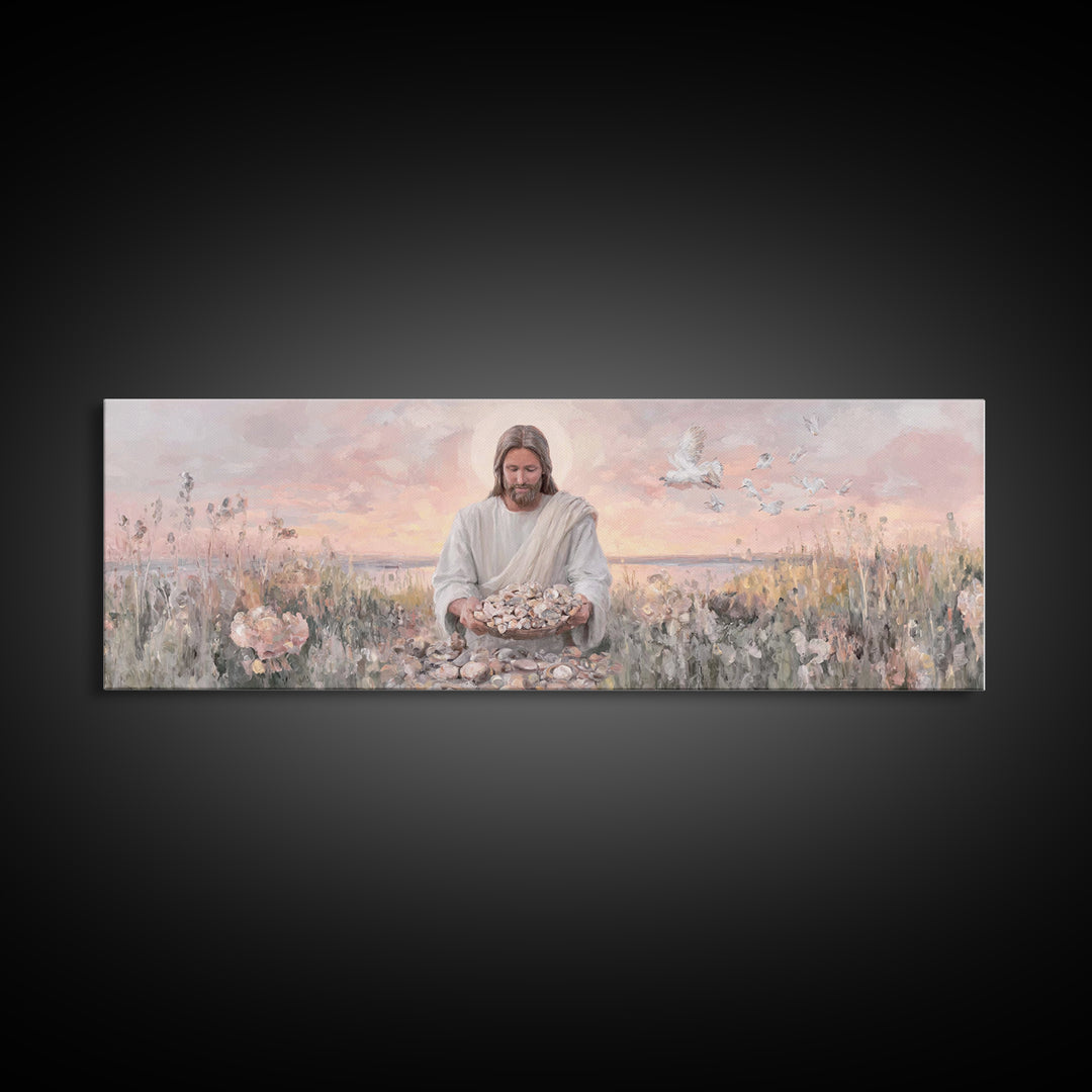 Morning Of Mercy, Framed Canvas Print, Christian Art, Jesus Painting, Panoramic Print, Christian Wall Art, Christian Art Canvas