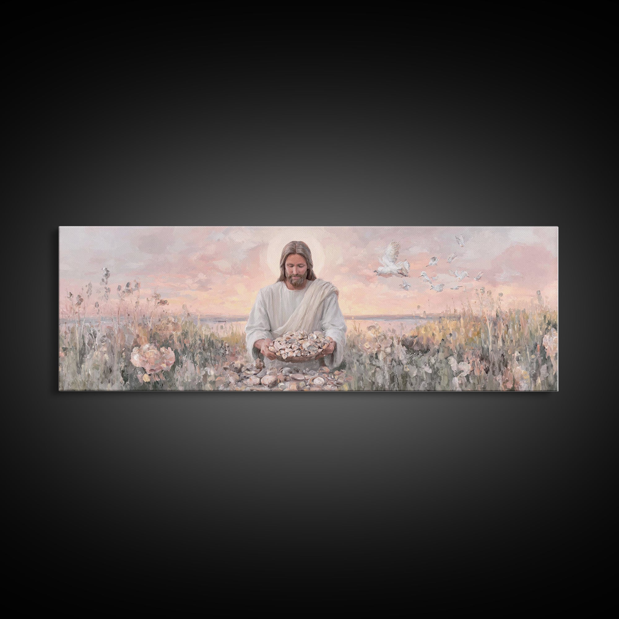 Morning Of Mercy, Framed Canvas Print, Christian Art, Jesus Painting, Panoramic Print, Christian Wall Art, Christian Art Canvas