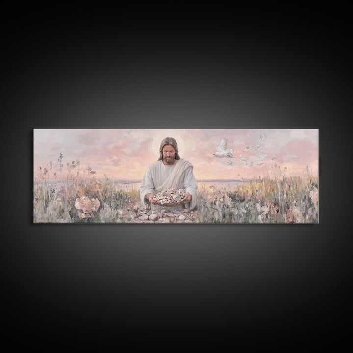 Morning Of Mercy, Framed Canvas Print, Christian Art, Jesus Painting, Panoramic Print, Christian Wall Art, Christian Art Canvas