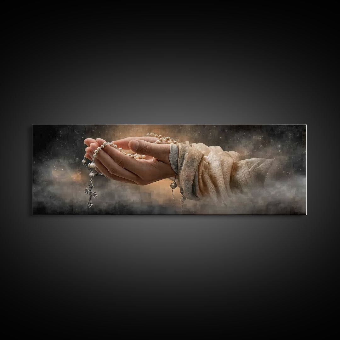 Graceful Prayer Bloom – Framed Canvas Print – Christian Art – Christian Wall Art – Panoramic Print – Christian Painting – Christmas Wall Ar