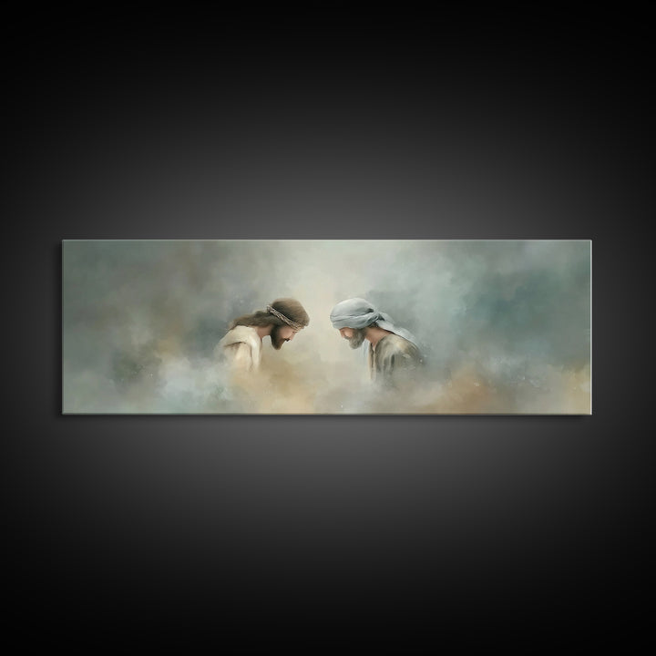 Humble Devotion – Framed Canvas Print – Panoramic Art – Christian Wall Art – Jesus Painting – Christian Art Canvas – Christian Gift