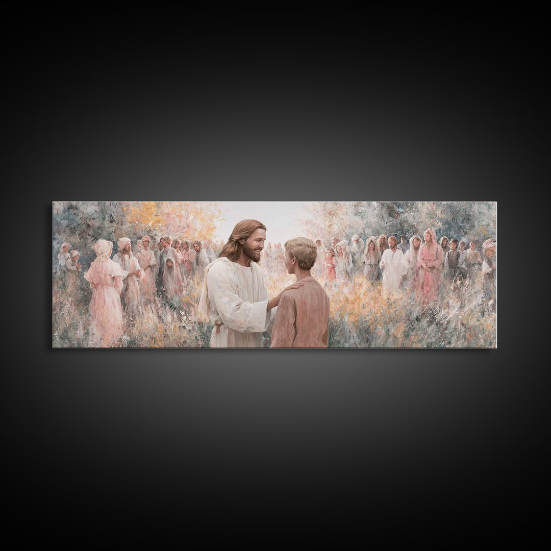 Fields Of Mercy – Framed Canvas Print – Christian Wall Art – Jesus Painting – Panoramic Art – Christian Art Canvas – Christian Decor