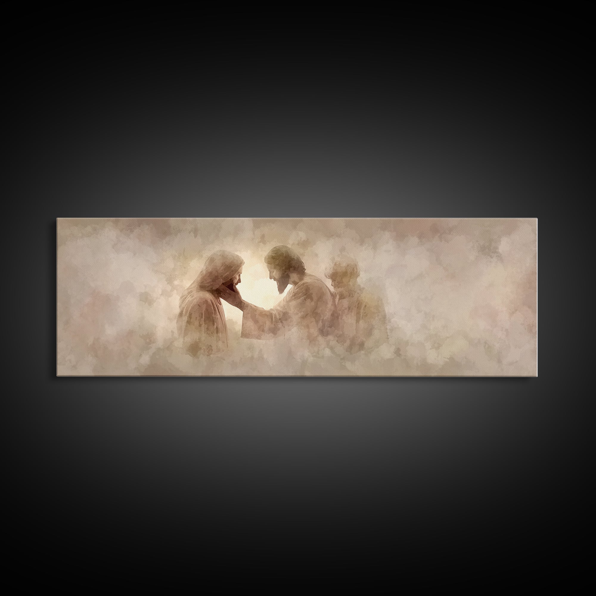 Tender Restoration | Framed Canvas Print | Christian Art Canvas | Large Jesus Painting | Panoramic Painting | Christian Wall Art | Christia
