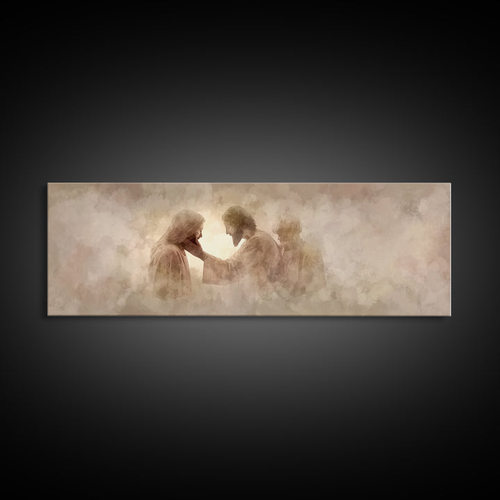 Tender Restoration | Framed Canvas Print | Christian Art Canvas | Large Jesus Painting | Panoramic Painting | Christian Wall Art | Christia