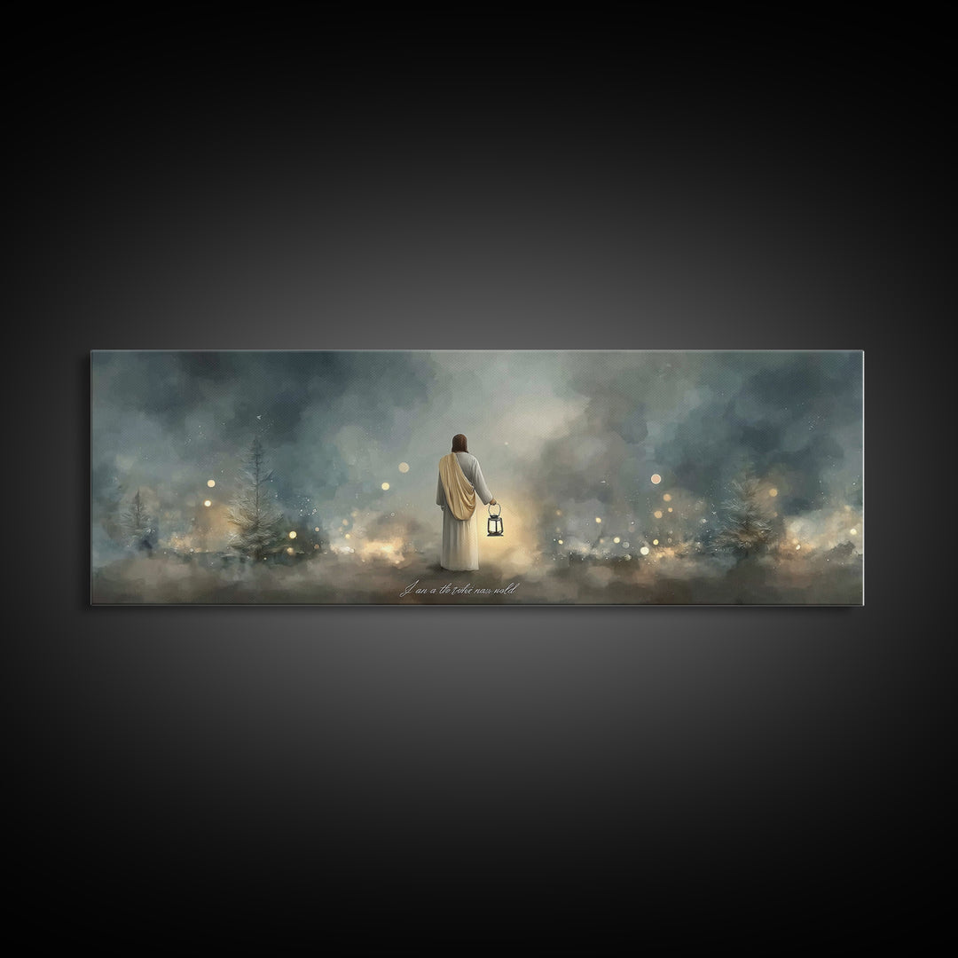 Lantern Of Hope | Framed Canvas Print | Jesus Canvas Art | Panoramic Art | Christian Wall Art | Christian Art Canvas | Christian Decoration