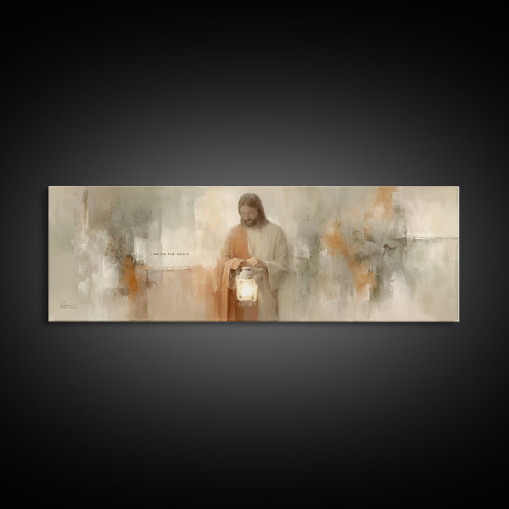 Light Of Mercy, Framed Canvas Print, Christian Art Canvas, Jesus Painting, Panoramic Print, Christian Wall Art, Christmas Art