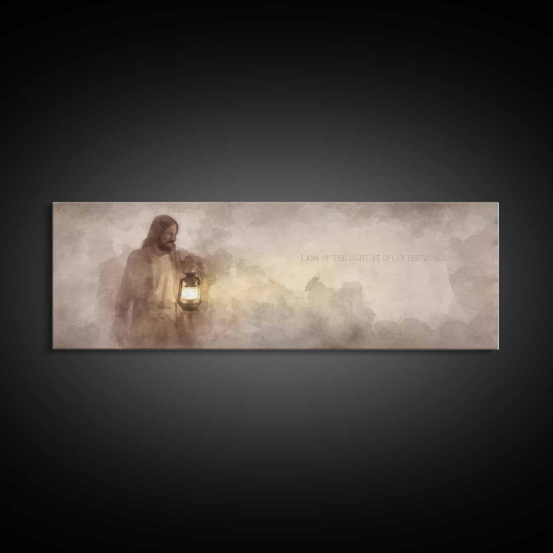 Guiding In Stillness – Framed Canvas Print – Christian Wall Art – Jesus Art Canvas – Panoramic Painting – Christian Decor – Christian Gift