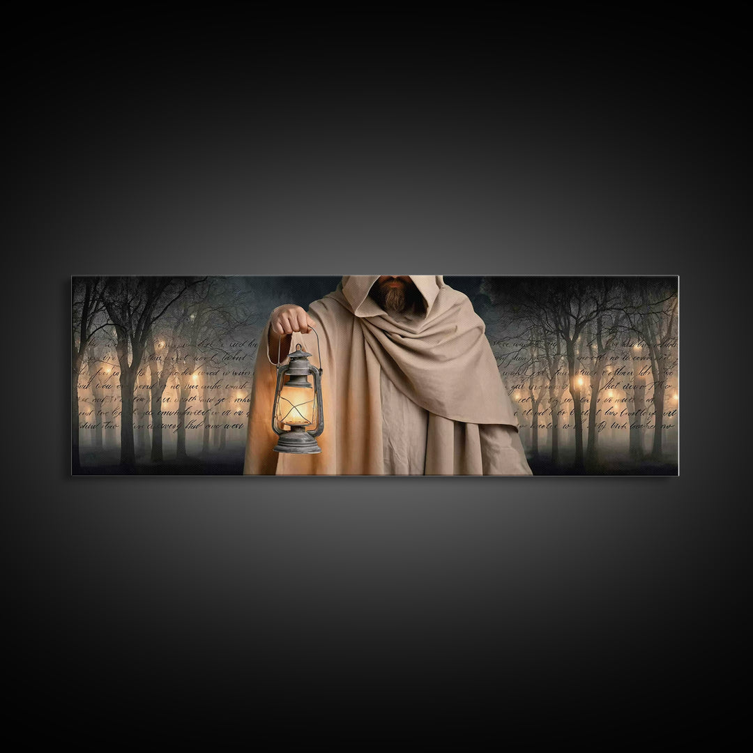 Radiant Shepherd | Framed Canvas Print | Jesus Canvas Art | Panoramic Art | Christian Wall Art | Christian Art Painting | Christian Decor