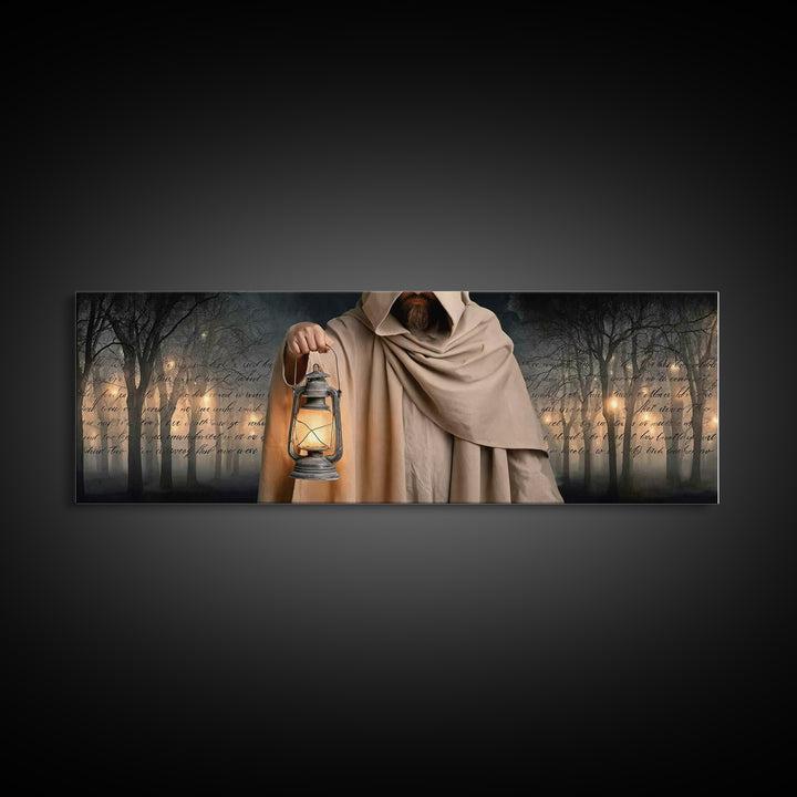 Radiant Shepherd | Framed Canvas Print | Jesus Canvas Art | Panoramic Art | Christian Wall Art | Christian Art Painting | Christian Decor
