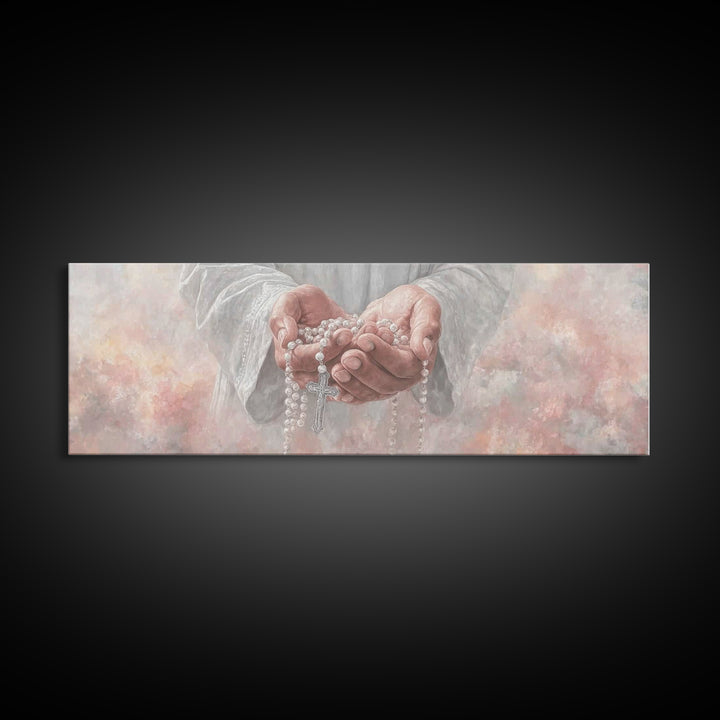 Mercy In Offering | Framed Canvas Print | Christian Wall Art | Christian Art Canvas | Panoramic Wall Art | Jesus Painting | Christmas Art