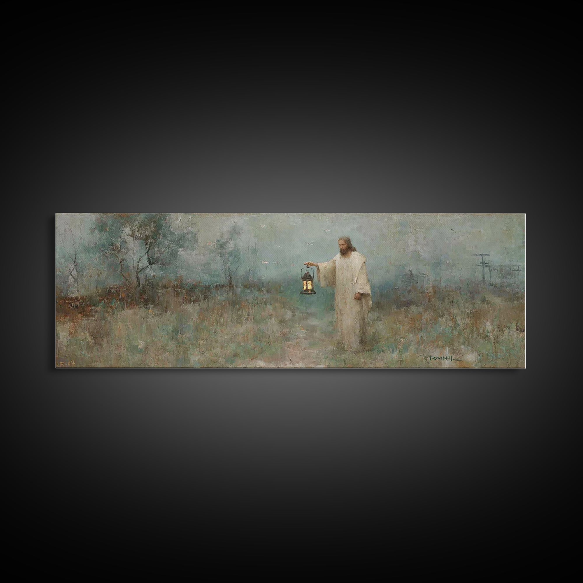 Dawn Of Peace – Framed Canvas Print – Christian Art – Jesus Painting – Panoramic Art – Christian Canvas – Vintage Christian Art
