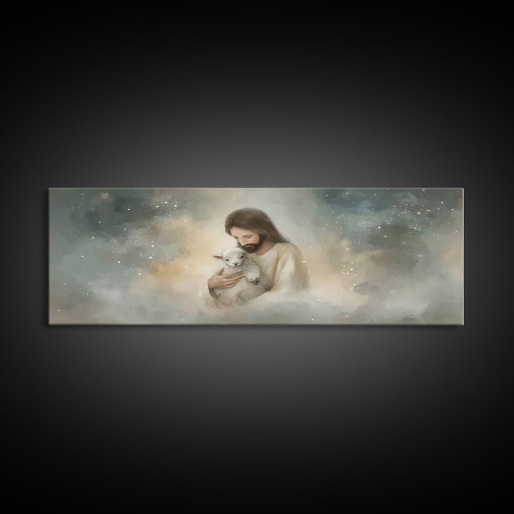 Stars Of His Mercy – Framed Canvas Print – Panoramic Wall Art – Jesus Canvas Art – Christian Art Painting – Christian Gift Ideas – Modern C