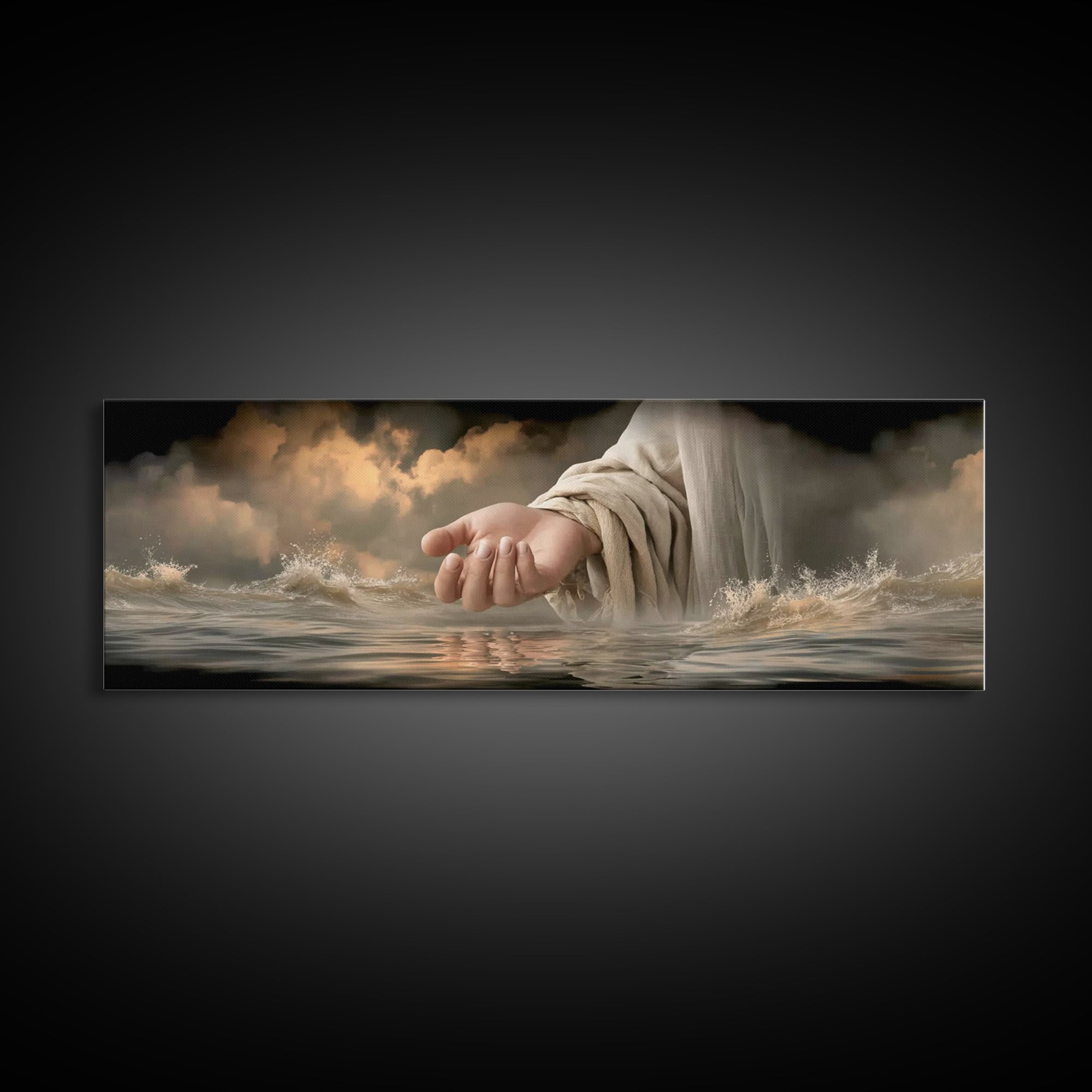 Tender Star Embrace, Framed Canvas Print, Panoramic Wall Art, Jesus Painting, Christian Art Canvas, Modern Christian Art, Christian Gift Id