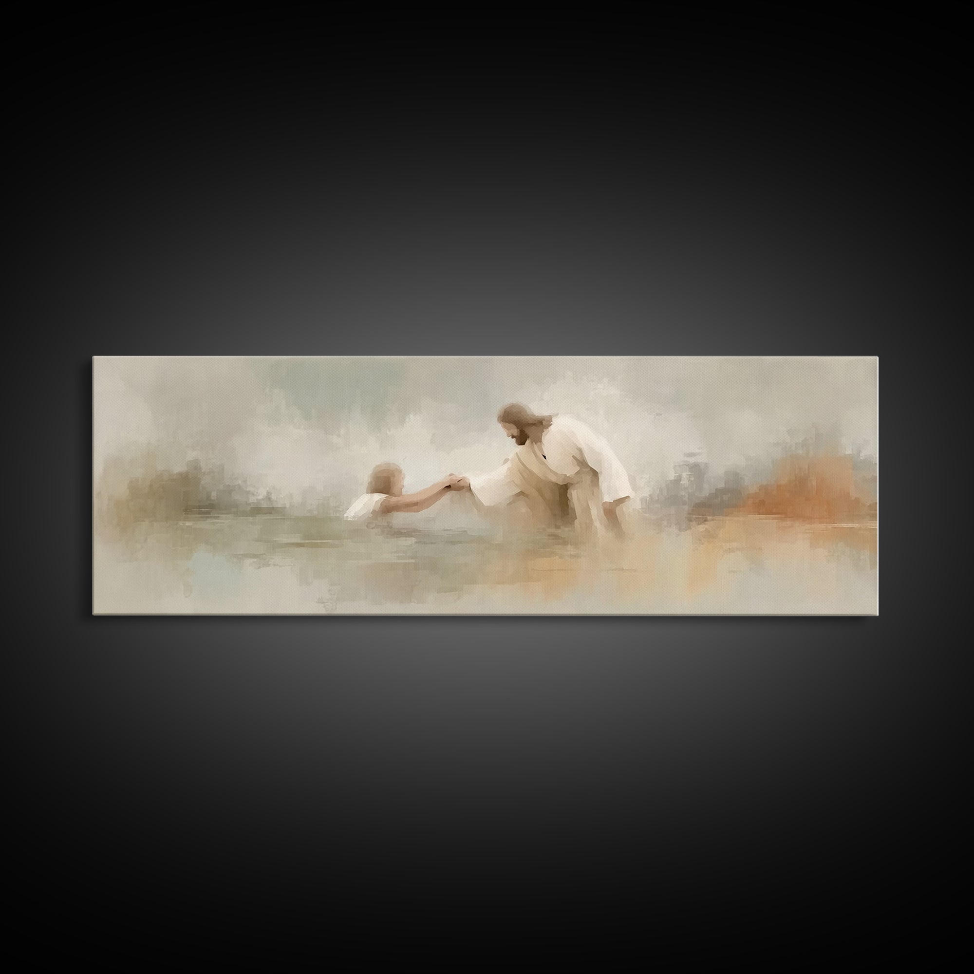 Saving Grace | Framed Canvas Print | Christian Art Canvas | Panoramic Print | Jesus Painting | Christian Wall Art | Modern Christian Art