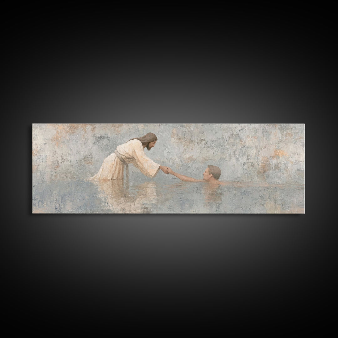 Guiding Hand – Framed Canvas Print – Jesus Painting – Christian Wall Art – Panoramic Painting – Christian Art Canvas – Christian Gift