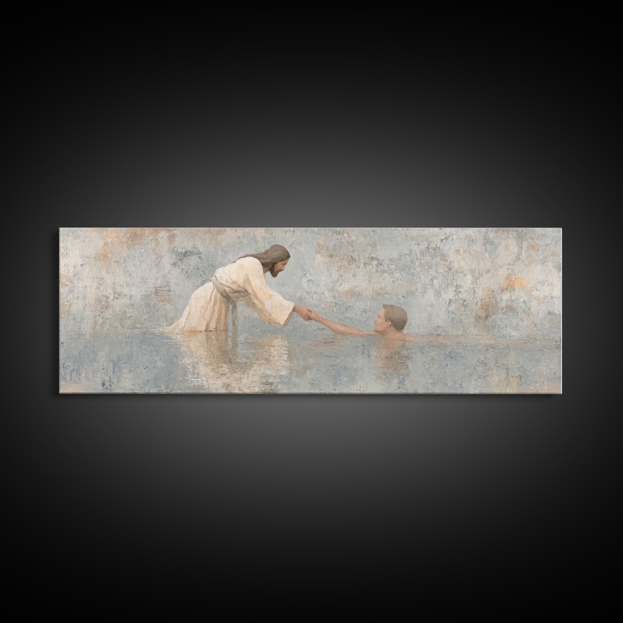 Guiding Hand – Framed Canvas Print – Jesus Painting – Christian Wall Art – Panoramic Painting – Christian Art Canvas – Christian Gift