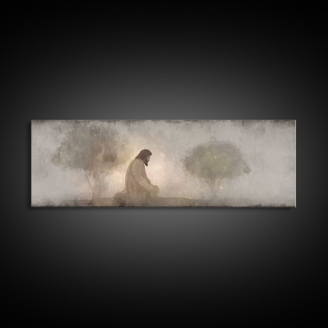 Sacred Vigil | Framed Canvas Print | Christian Art Canvas | Panoramic Art | Christian Wall Art | Jesus Painting | Christian Gift Ideas