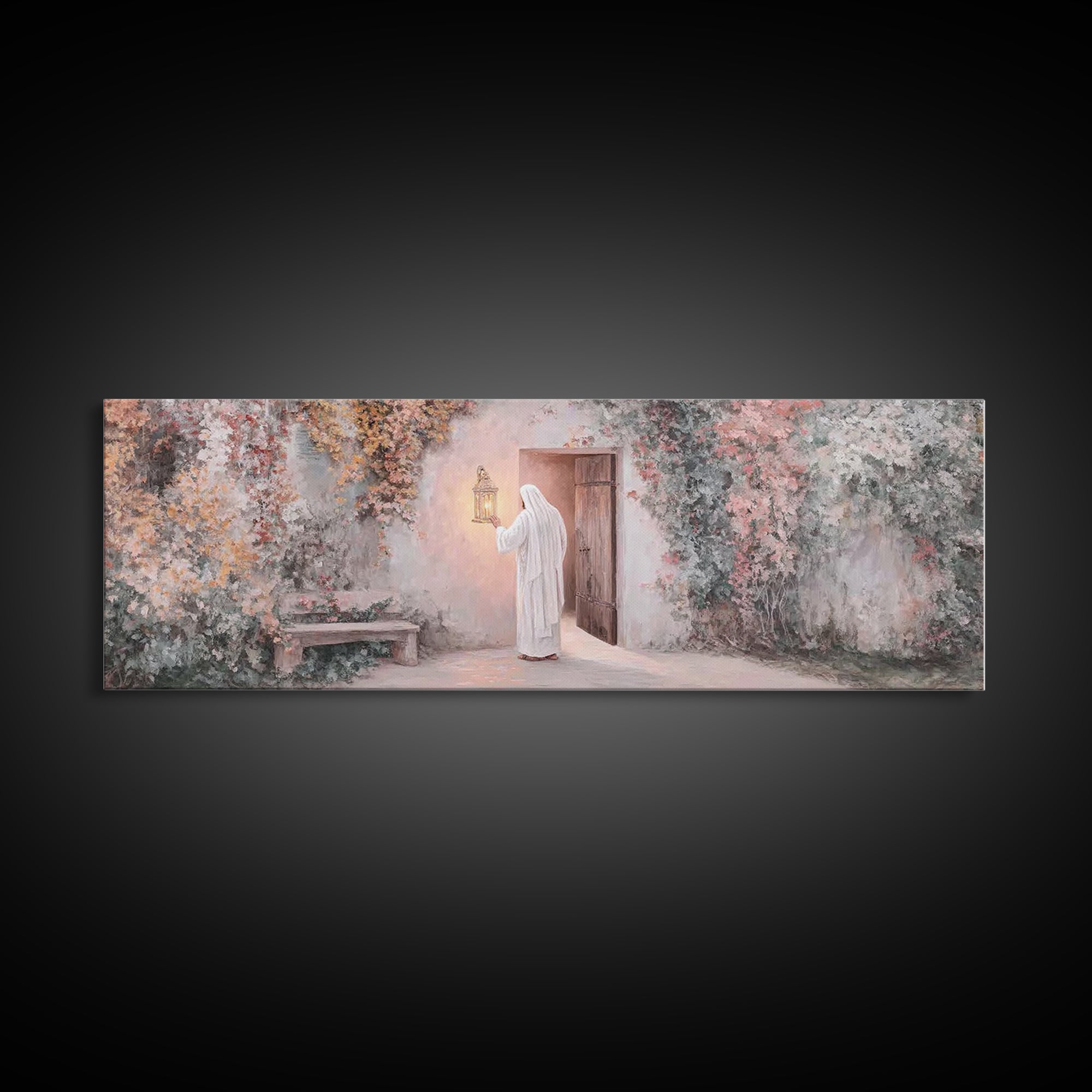 Olive Grove Mercy | Framed Canvas Print | Christian Art | Jesus Painting | Panoramic Art | Christian Decor | Christian Gift | Large Christi