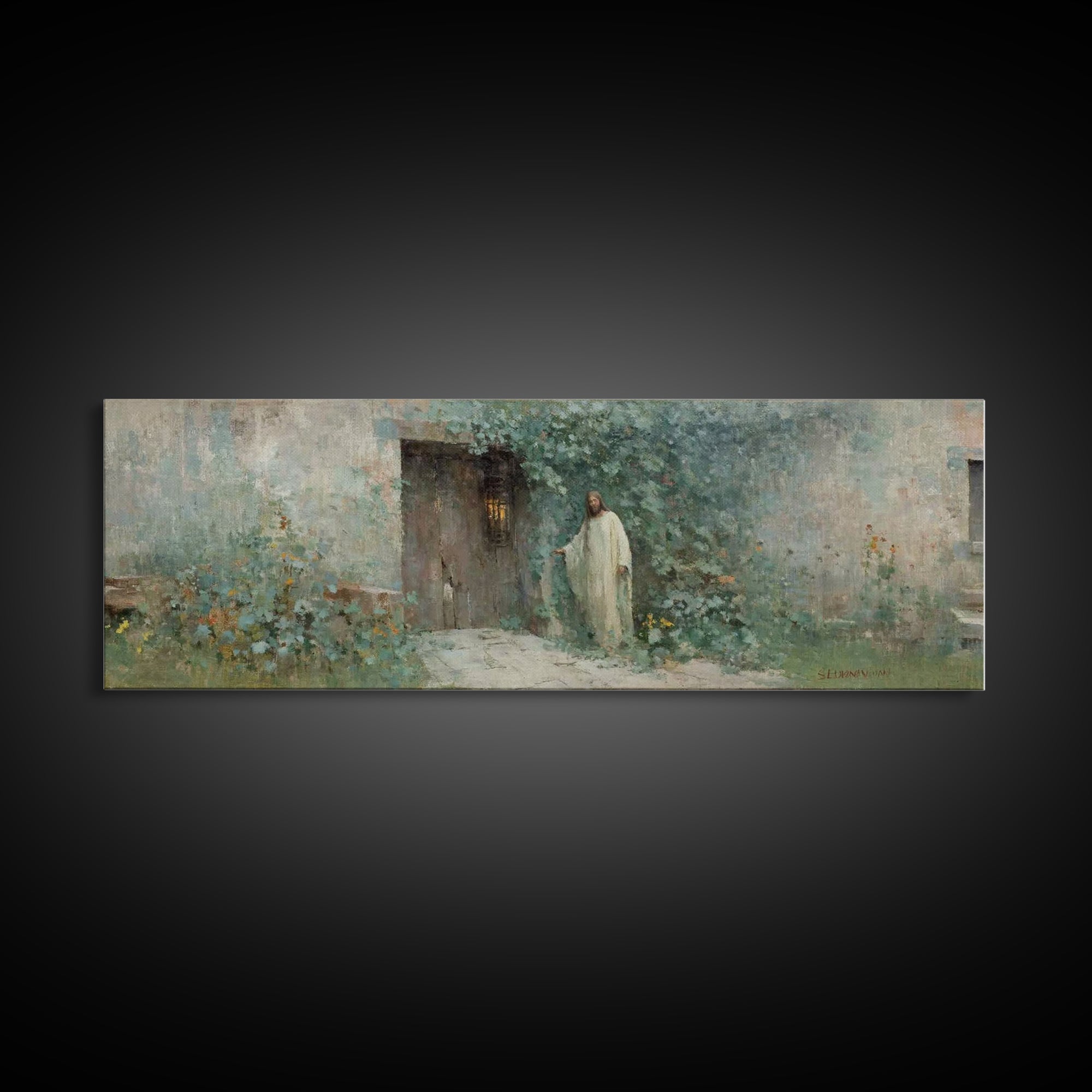 Doorway Of Grace – Framed Canvas Print – Christian Art – Jesus Painting – Panoramic Art – Christian Decor – Christian Gift – Large Christia