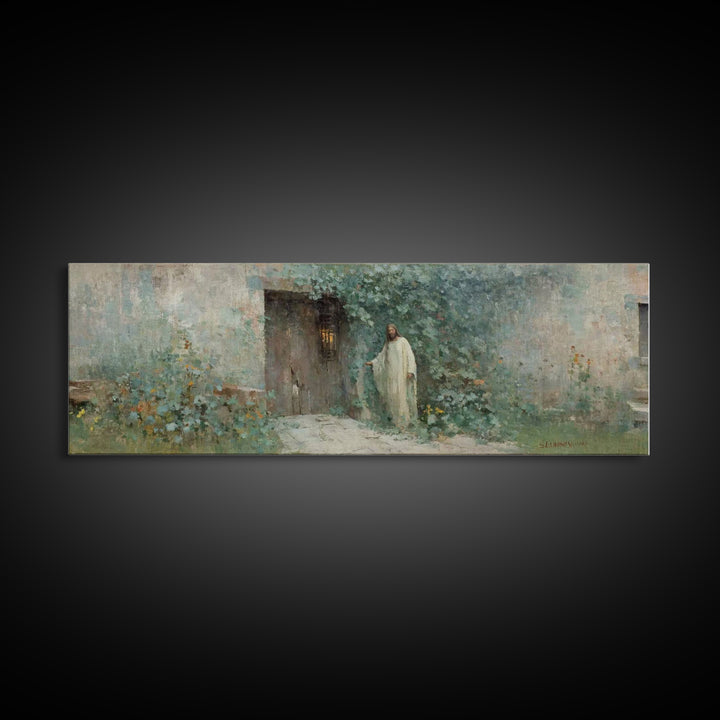 Doorway Of Grace – Framed Canvas Print – Christian Art – Jesus Painting – Panoramic Art – Christian Decor – Christian Gift – Large Christia