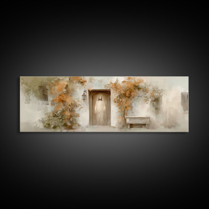 Quiet Shepherd Path, Framed Canvas Print, Christian Art, Jesus Painting, Panoramic Art, Christian Decor, Christian Gift, Large Christian Ar