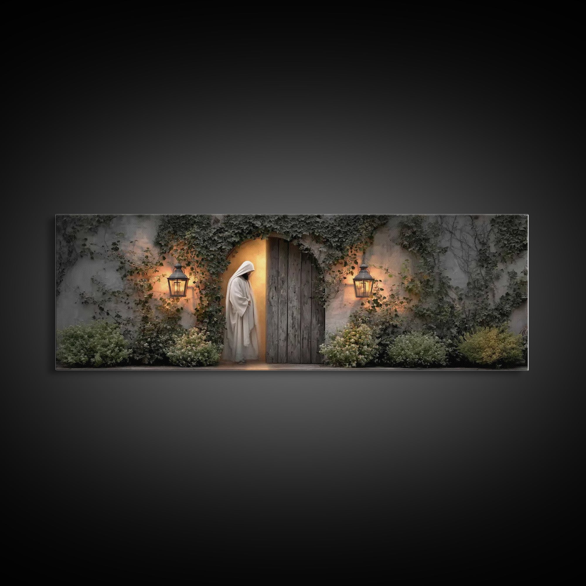 Vine-Covered Calling | Framed Canvas Print | Christian Art | Jesus Painting | Panoramic Art | Christian Decor | Christian Gift | Large Chri