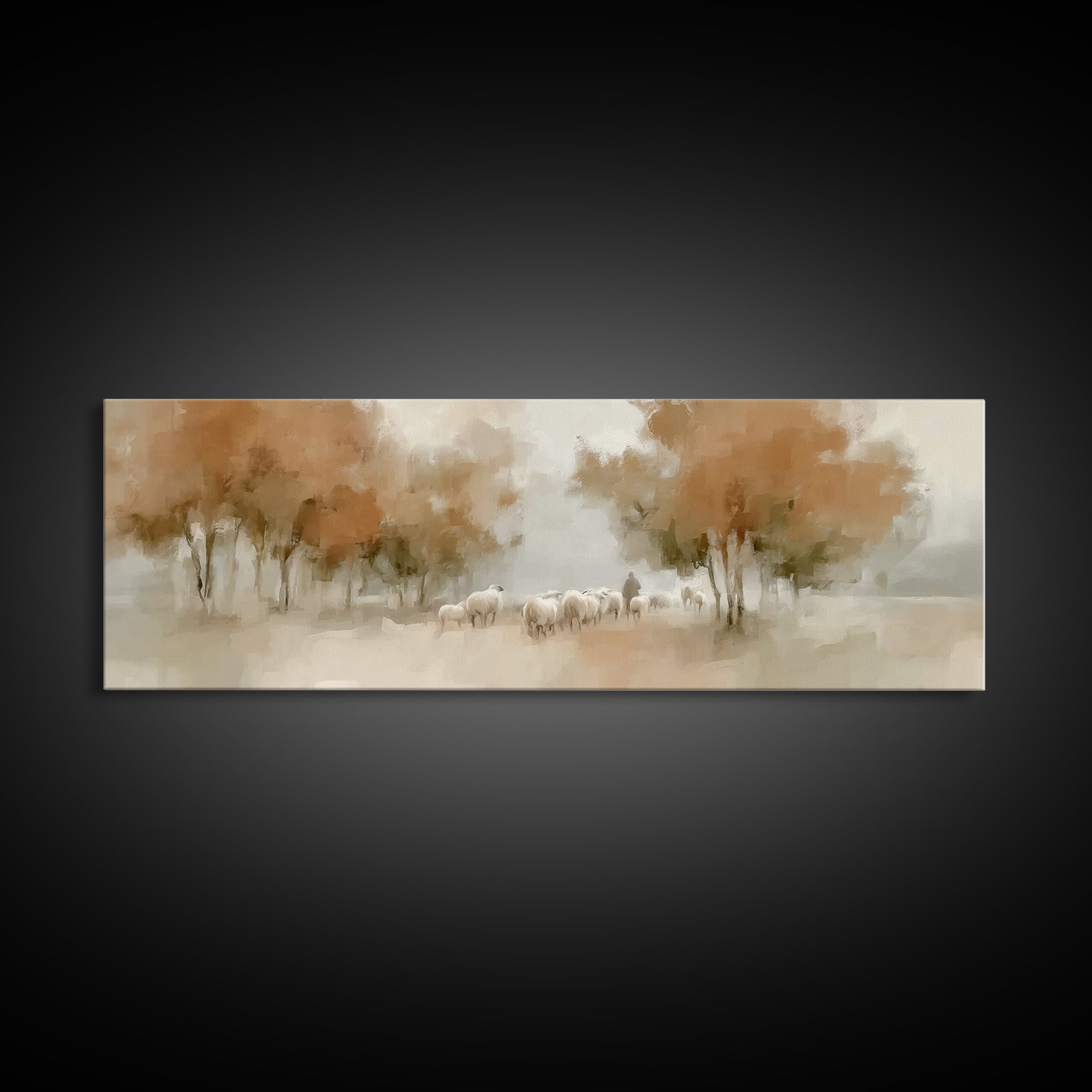 Autumn Grace Trail, Framed Canvas Print, Panoramic Painting, Christian Wall Art, Jesus Canvas Art, Vintage Christian Art, Christmas Wall Ar