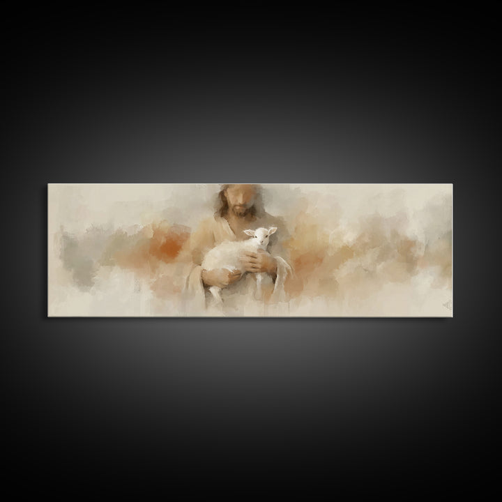 Gentle Arms Of Peace – Framed Canvas Print – Panoramic Art – Christian Wall Art – Jesus Painting – Christian Art Canvas – Christmas Art