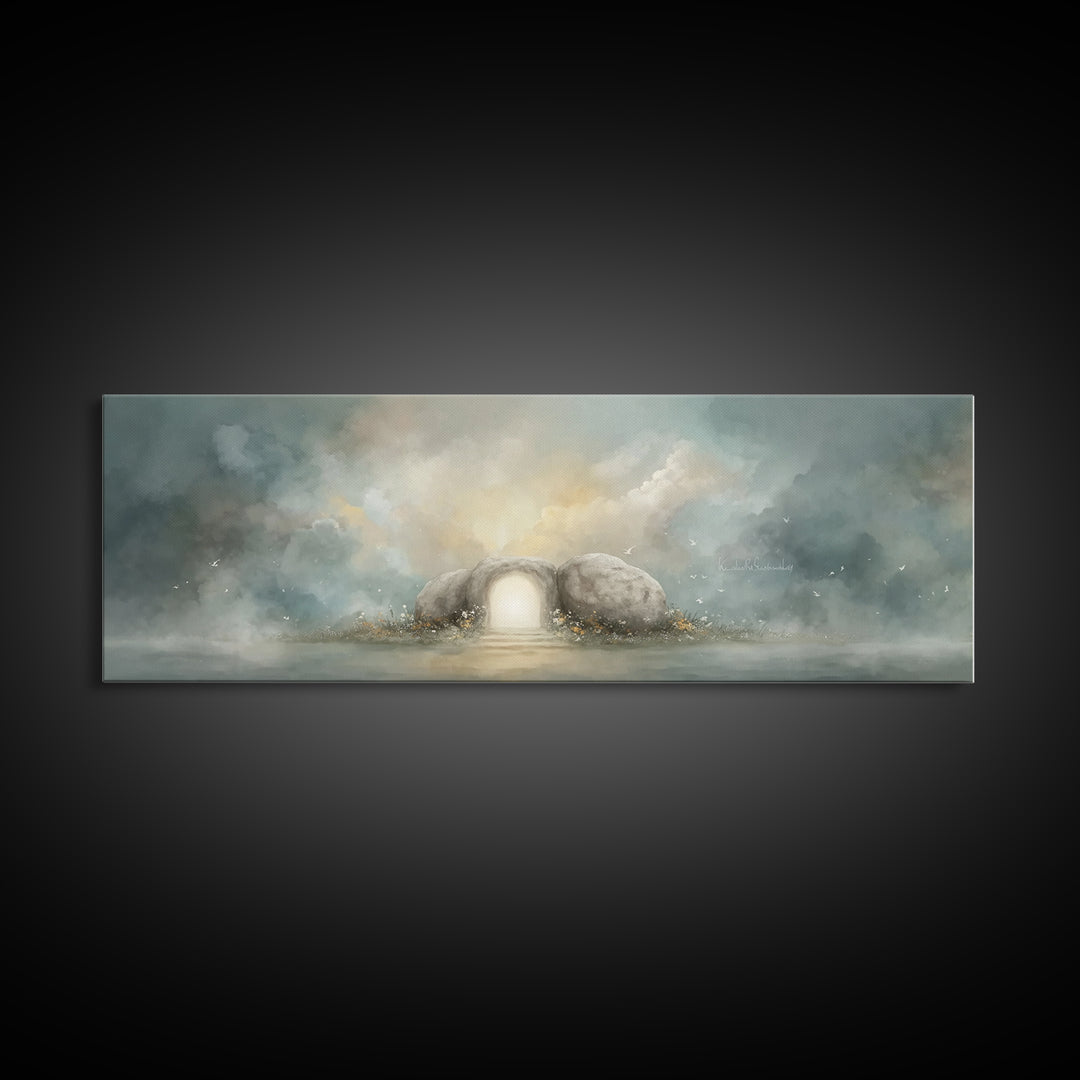 Dawn Of Hope – Framed Canvas Print – Extra Wide Art – Christian Art Canvas – Christian Painting – Christmas Art – Jesus Painting