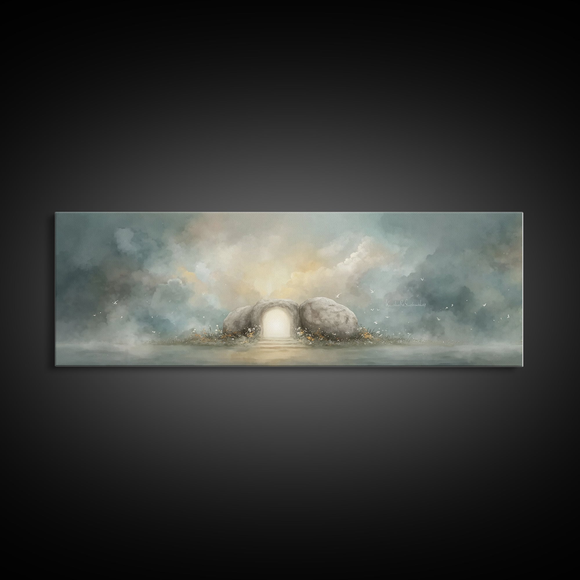 Dawn Of Hope – Framed Canvas Print – Extra Wide Art – Christian Art Canvas – Christian Painting – Christmas Art – Jesus Painting