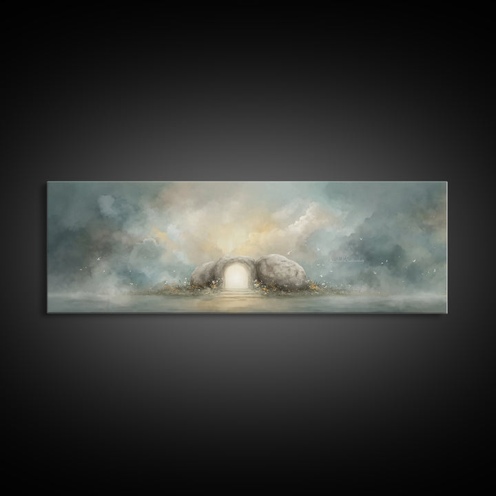 Dawn Of Hope – Framed Canvas Print – Extra Wide Art – Christian Art Canvas – Christian Painting – Christmas Art – Jesus Painting