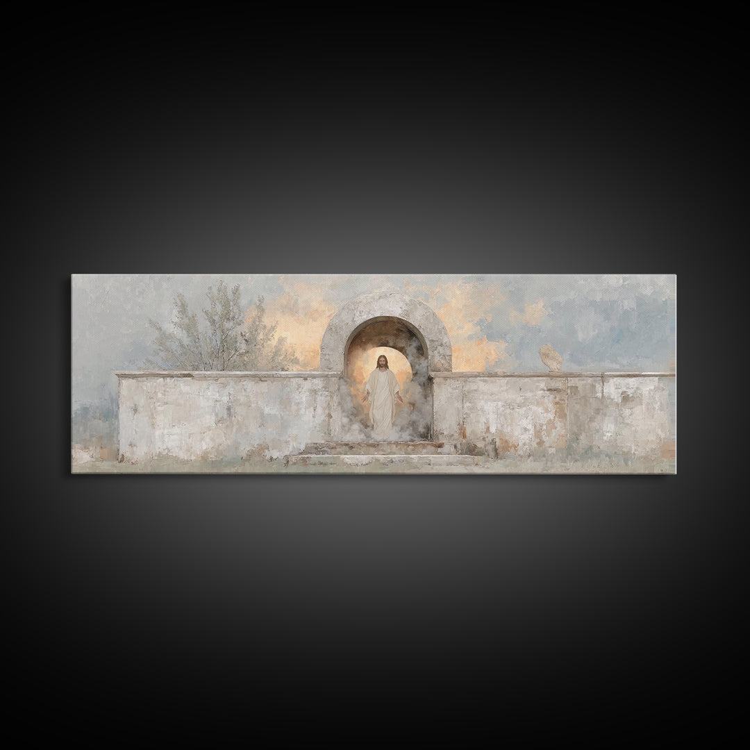Radiant Salvation, Framed Canvas Print, Panoramic Painting, Christian Art Canvas, Jesus Wall Art, Christian Christmas Art, Christian Decor