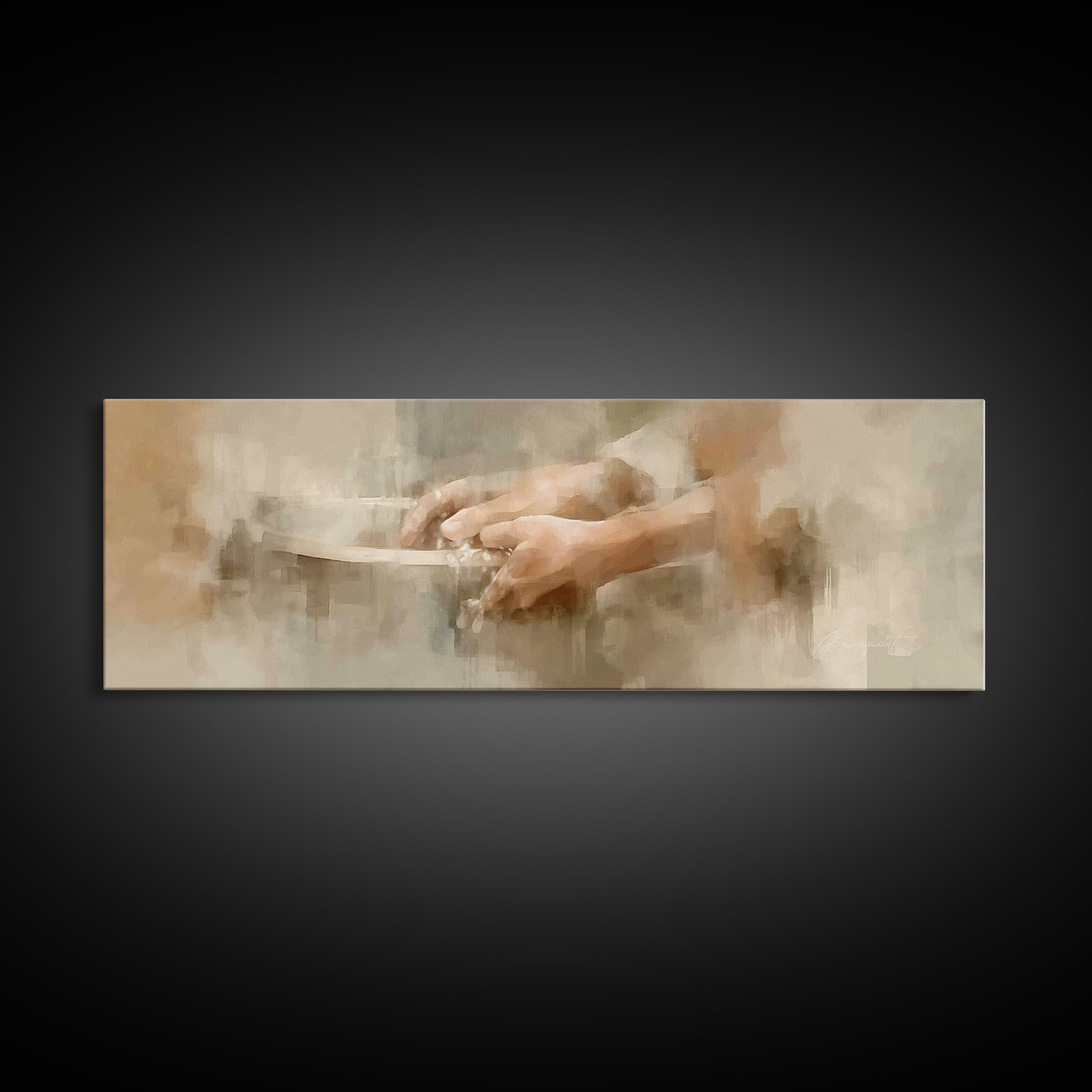 Hands Of Compassion | Framed Canvas Print | Christian Wall Art | Christian Art Canvas | Panoramic Art | Christian Painting | Jesus Canvas A