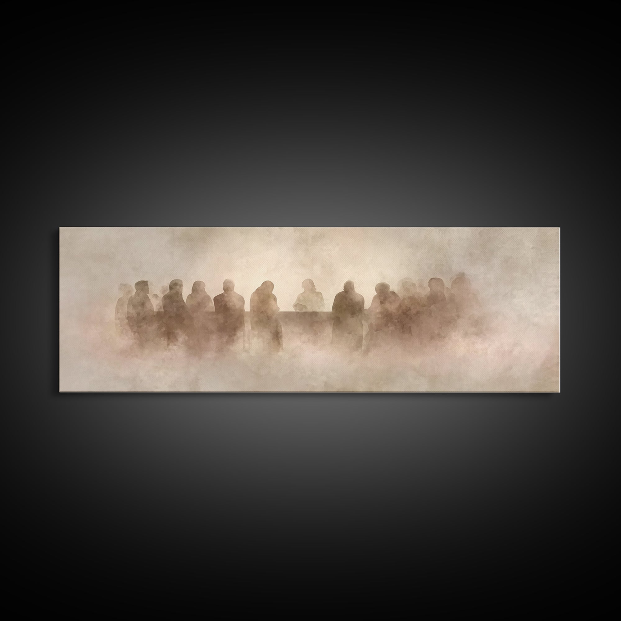 Last Supper Shadows – Framed Canvas Print – Panoramic Painting – Christian Art Canvas – Christian Wall Art – Christian Decor – Christmas Ar
