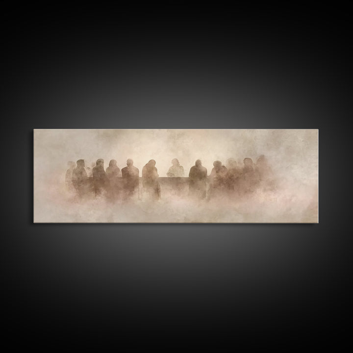 Last Supper Shadows – Framed Canvas Print – Panoramic Painting – Christian Art Canvas – Christian Wall Art – Christian Decor – Christmas Ar
