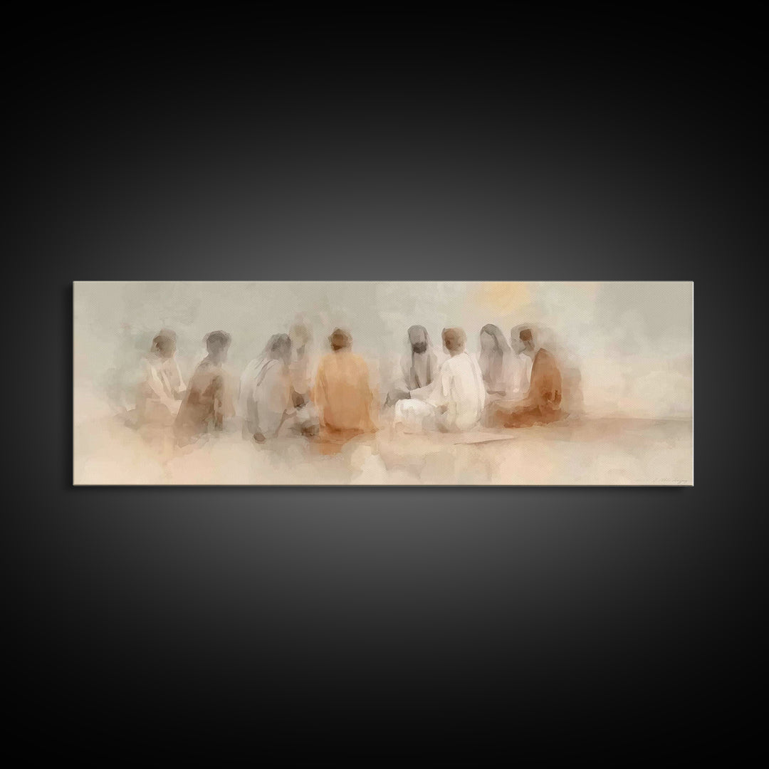 Gathered In Light – Framed Canvas Print – Panoramic Painting – Christian Art Canvas – Jesus Art Print – Christian Wall Art – Christian Deco