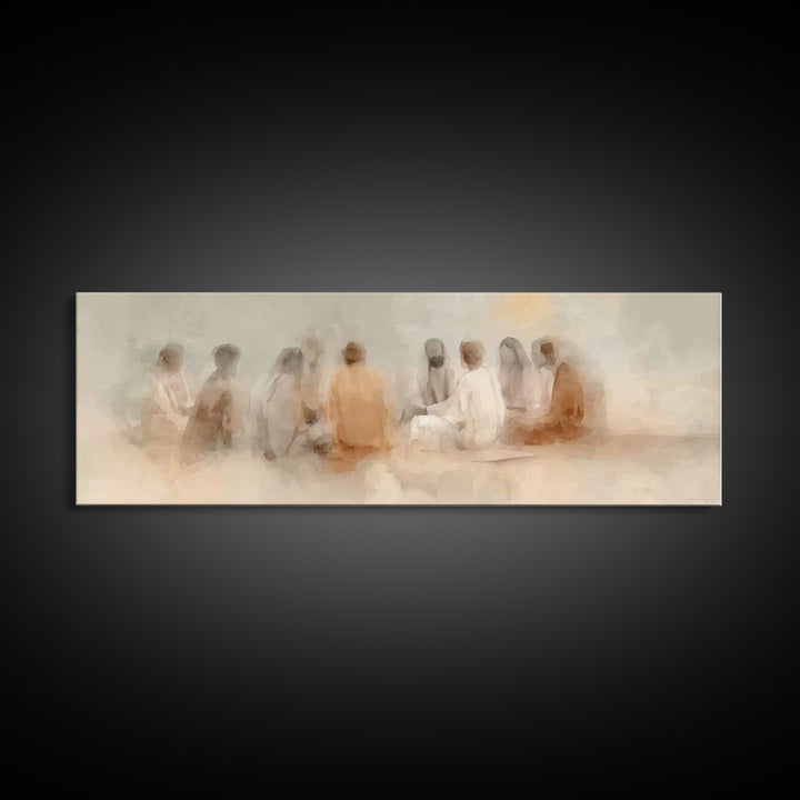 Gathered In Light – Framed Canvas Print – Panoramic Painting – Christian Art Canvas – Jesus Art Print – Christian Wall Art – Christian Deco