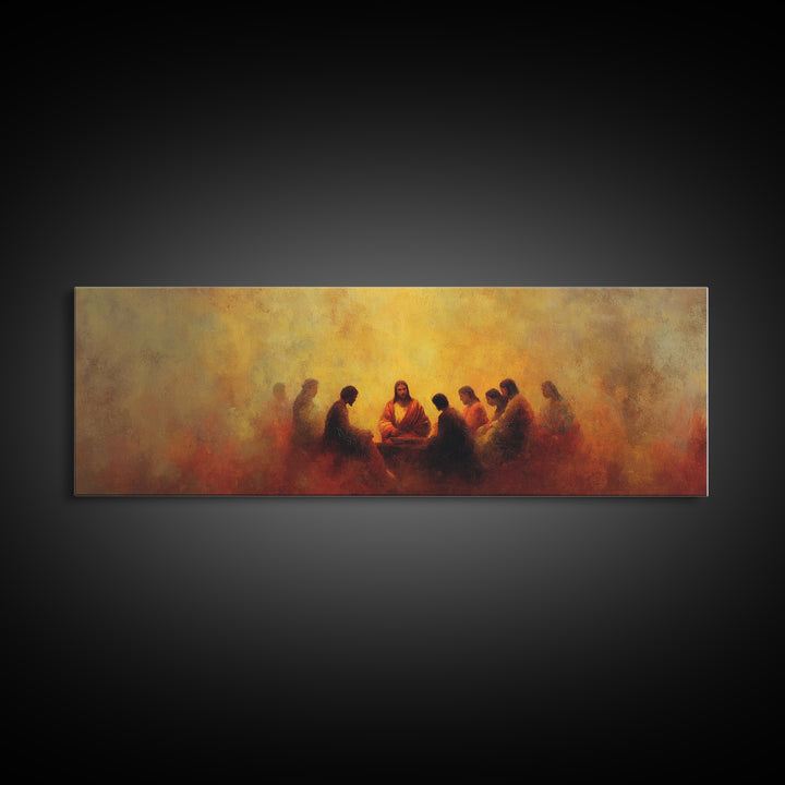 Supper Of Hope – Framed Canvas Print – Panoramic Art – Christian Painting – Christian Art Canvas – Jesus Wall Art – Christian Christmas Art