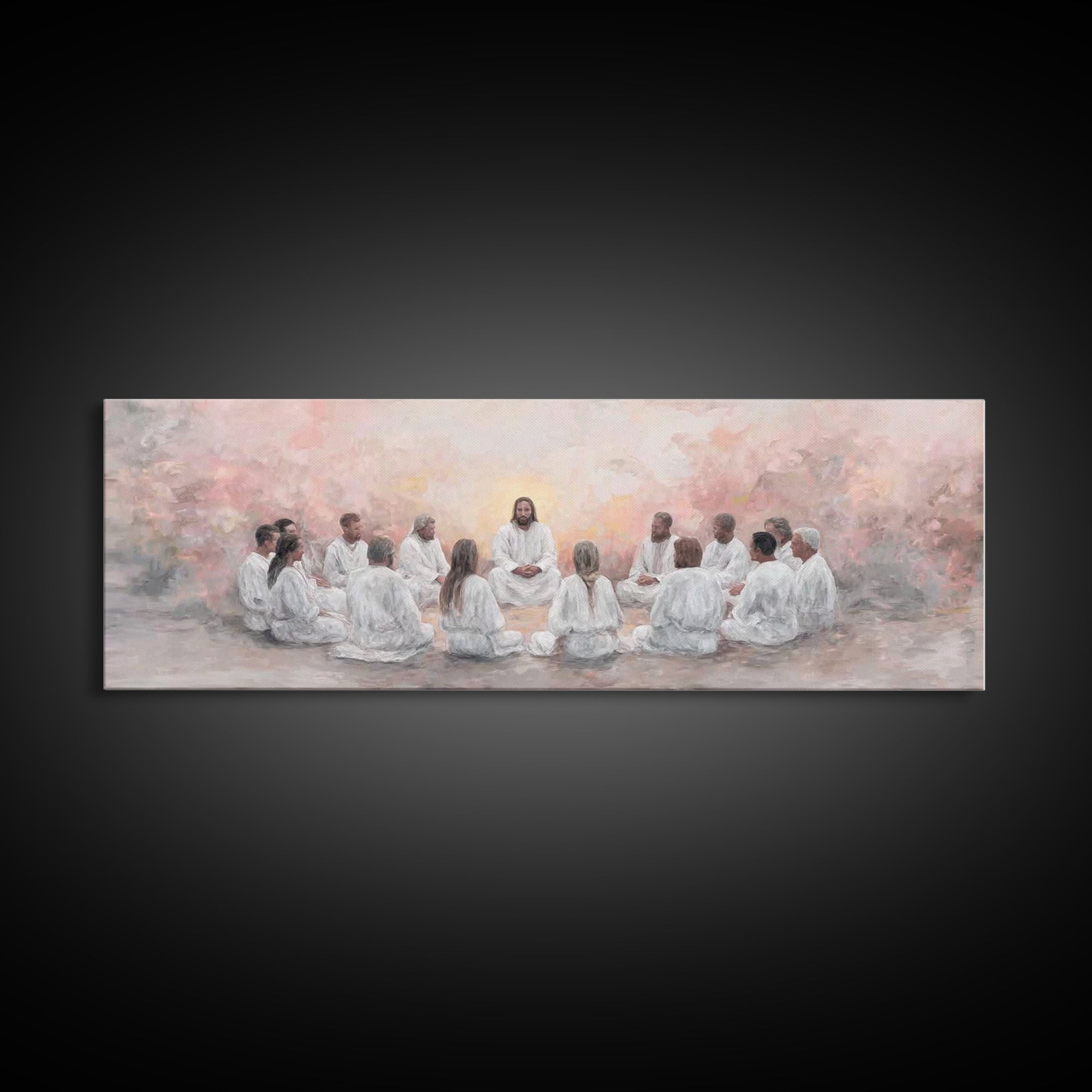 Circle Of Peace | Framed Canvas Print | Extra Wide Art | Christian Wall Art | Christian Art Canvas | Christian Painting | Jesus Art Print