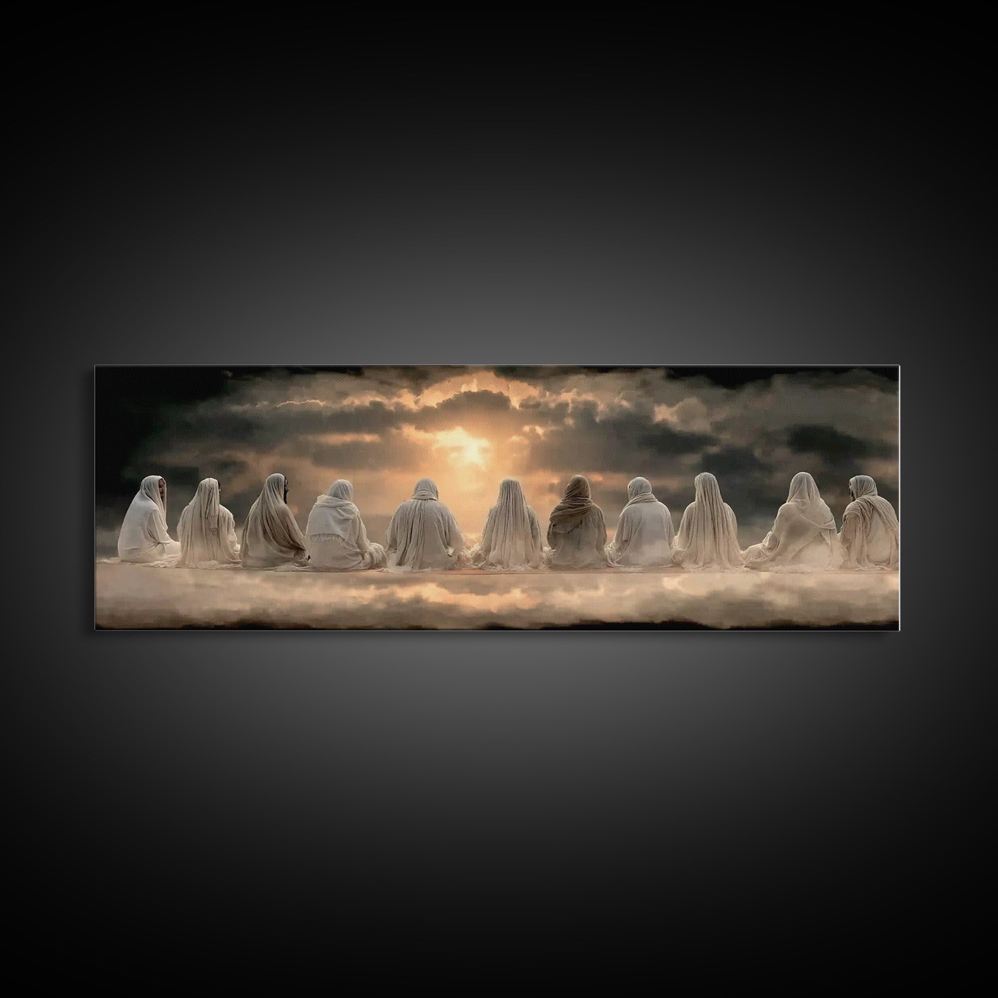 Sacred Dawn, Framed Canvas Print, Panoramic Art, Christian Christmas Art, Christian Art Canvas, Jesus Painting, Christian Wall Art