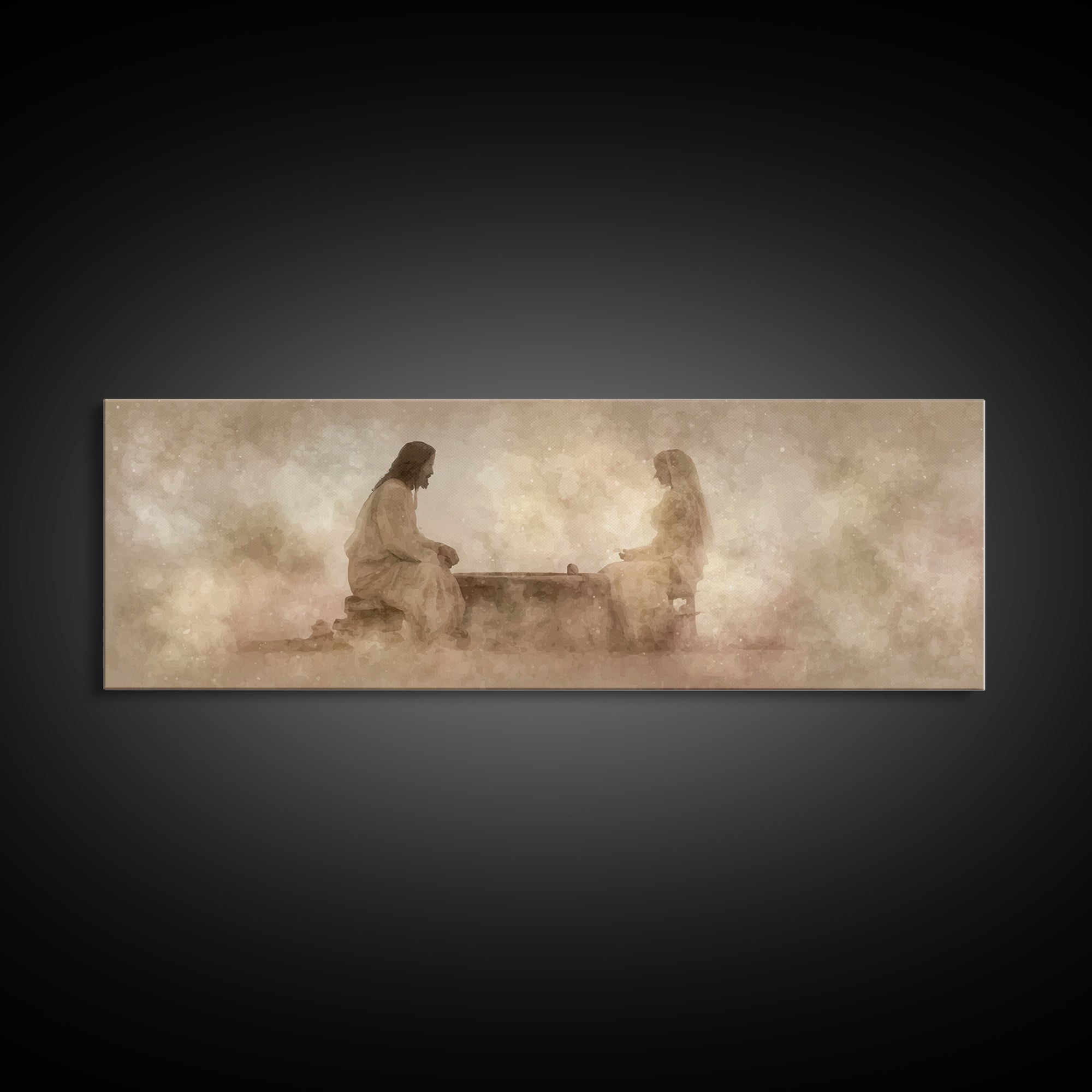 Well Of Mercy – Framed Canvas Print – Panoramic Painting – Christian Art Canvas – Jesus Painting – Christian Wall Art – Christian Art Work