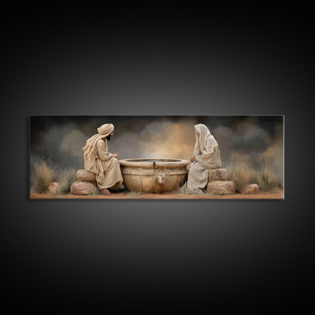 Risen Morning Peace | Framed Canvas Print | Christian Wall Art | Panoramic Wall Art | Christian Art Canvas | Jesus Painting | Christian Dec