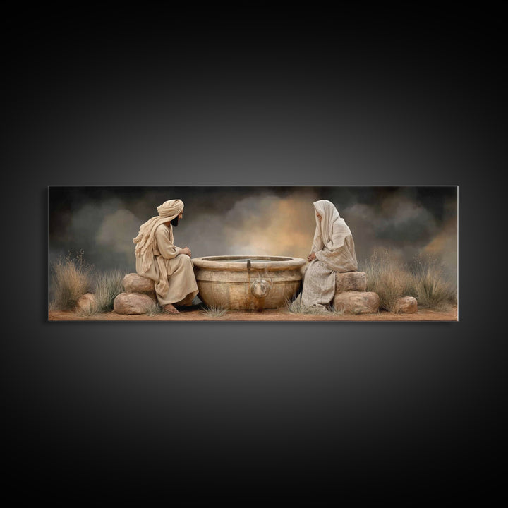 Risen Morning Peace | Framed Canvas Print | Christian Wall Art | Panoramic Wall Art | Christian Art Canvas | Jesus Painting | Christian Dec