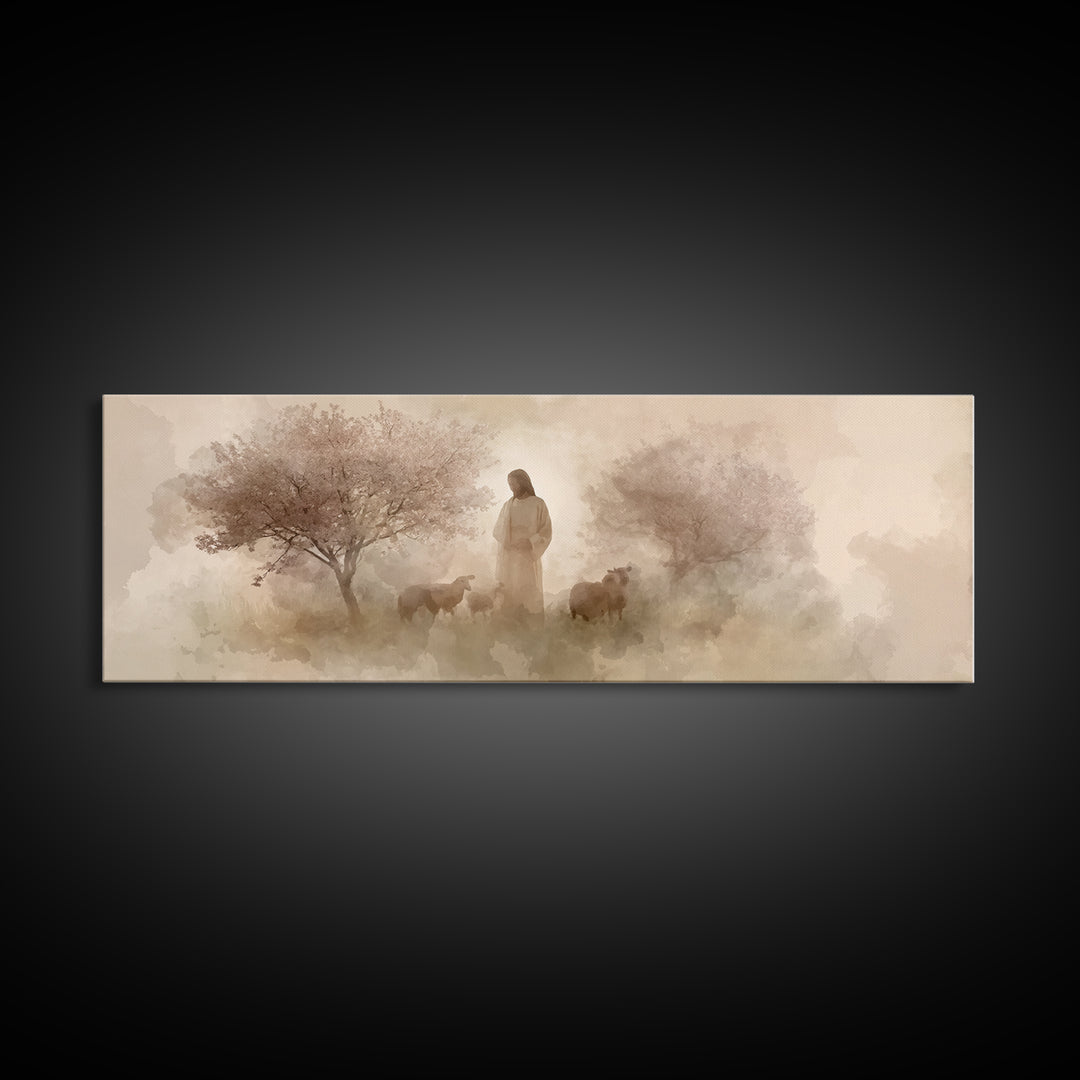 Blossoms Of Peace – Framed Canvas Print – Panoramic Print – Christian Art Canvas – Christian Wall Art – Jesus Painting – Christian Gift