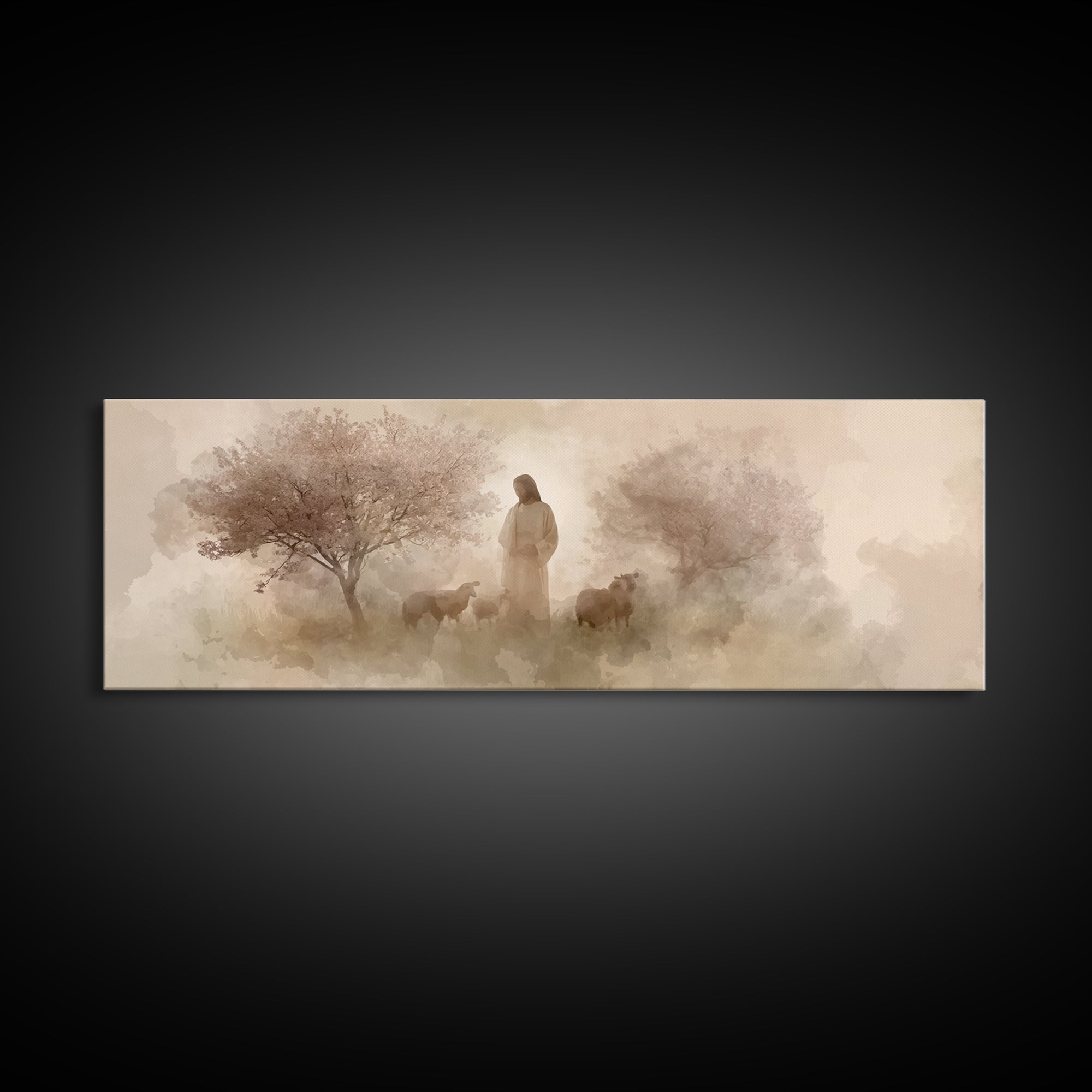 Blossoms Of Peace – Framed Canvas Print – Panoramic Print – Christian Art Canvas – Christian Wall Art – Jesus Painting – Christian Gift