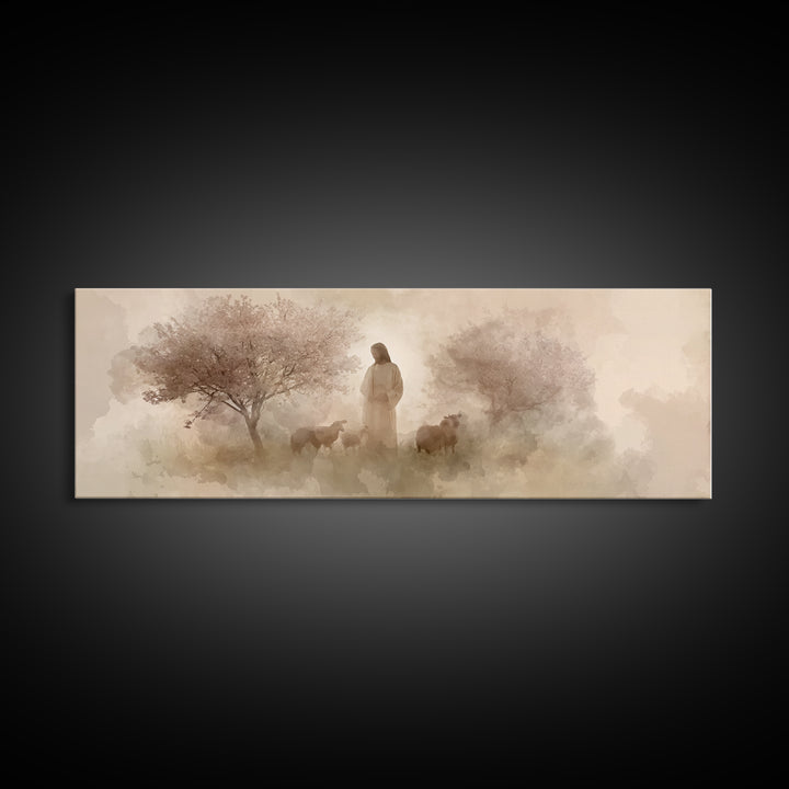 Blossoms Of Peace – Framed Canvas Print – Panoramic Print – Christian Art Canvas – Christian Wall Art – Jesus Painting – Christian Gift