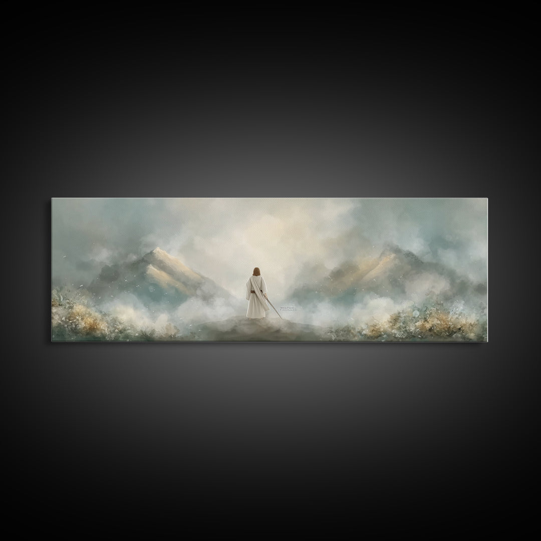 Hills of Consolation | Framed Canvas Print | Christian Wall Art | Jesus Painting | Panoramic Painting | Christian Art Canvas | Christian Ch