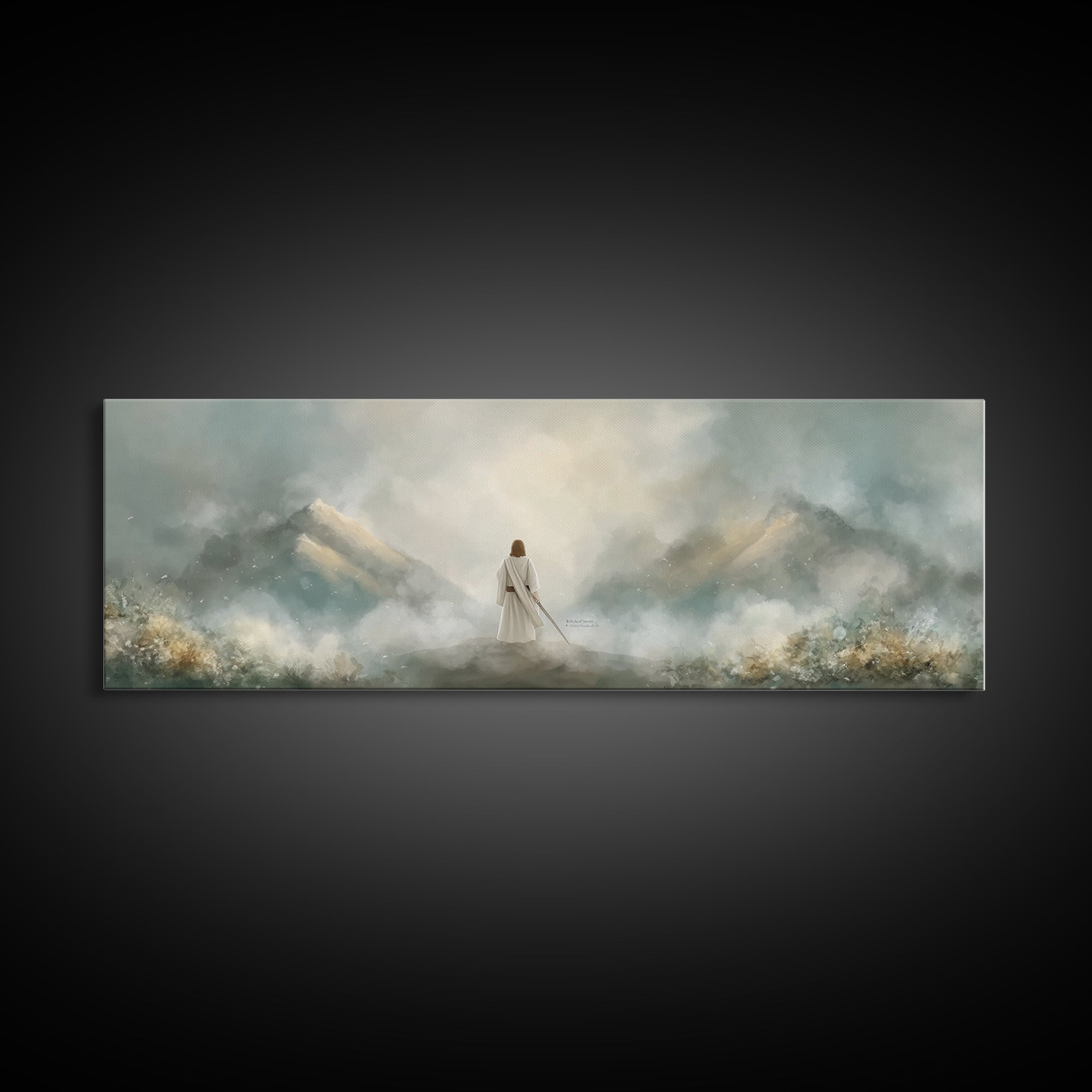 Hills of Consolation | Framed Canvas Print | Christian Wall Art | Jesus Painting | Panoramic Painting | Christian Art Canvas | Christian Ch
